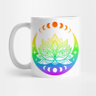 Rainbow Lotus And Moon Yoga Zen Meditation Spiritual Abstract Art Mug